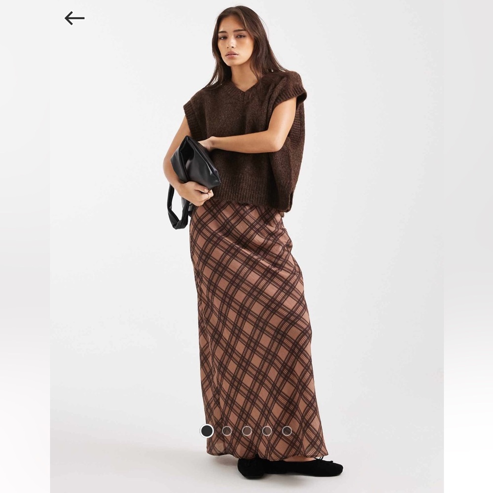 ASOS Plaid Brown Maxi Skirt